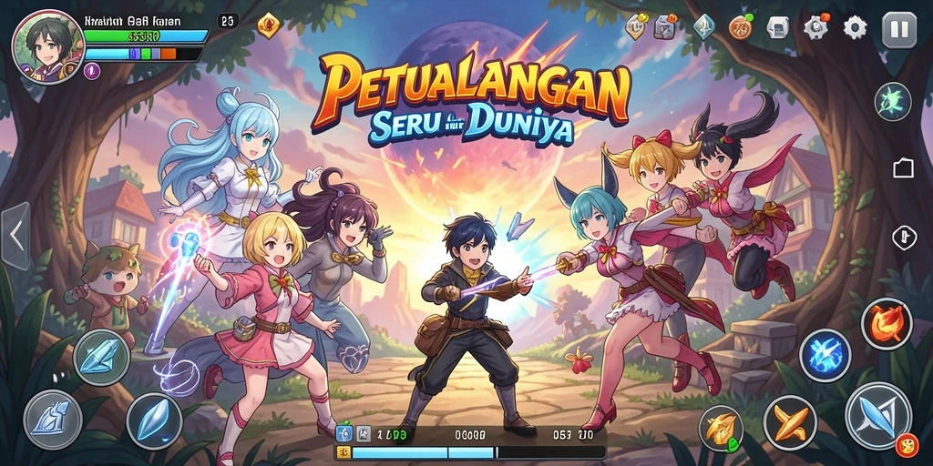 Gameplay seru dengan karakter anime yang dinamis.