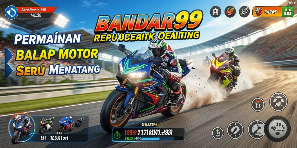 Screenshot gameplay BANDAR99 menampilkan aksi balapan motor yang mendebarkan.