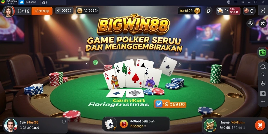 Screenshot gameplay BIGWIN88 menampilkan aksi poker yang mendebarkan.
