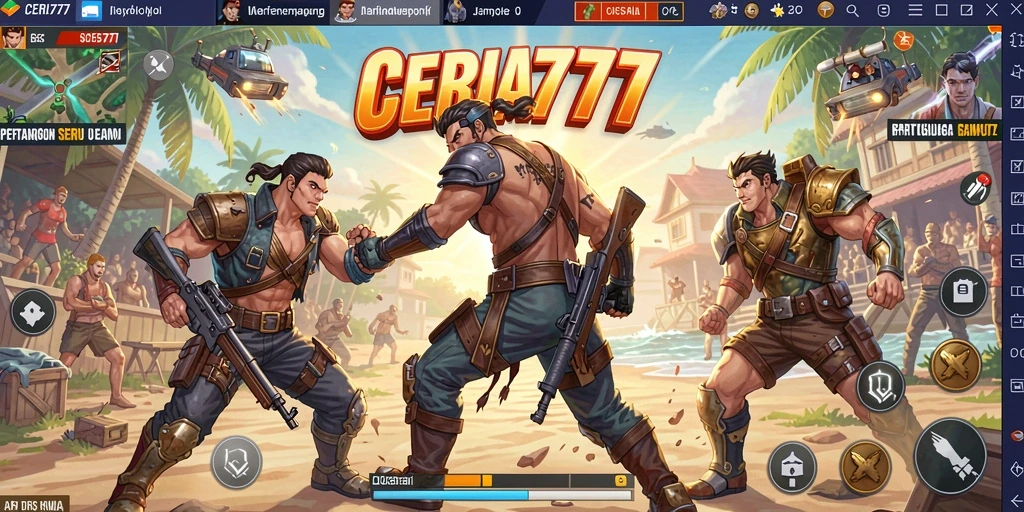 Gameplay CERIA777 dengan pertarungan Battle Royale yang mendebarkan.