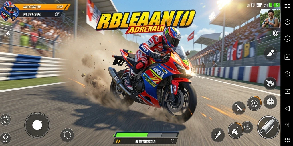 Screenshot utama DIREKTURTOTO menunjukkan balapan motor yang mendebarkan di lintasan.