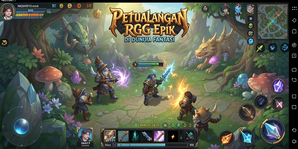 Tampilan gameplay INOVA77 yang penuh aksi dan petualangan RPG.