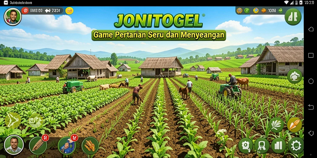 Screenshot utama JONITOGEL menampilkan pemandangan ladang yang subur.