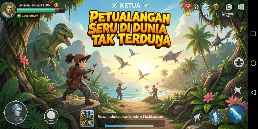 Tampilan gameplay KETUA yang menampilkan perjalanan petualangan yang mendebarkan.