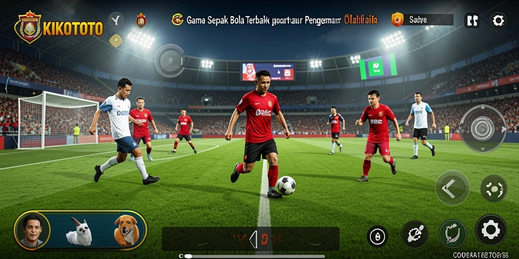 Tampilan gameplay menarik dari KIKOTOTO dengan aksi sepak bola yang mendebarkan.