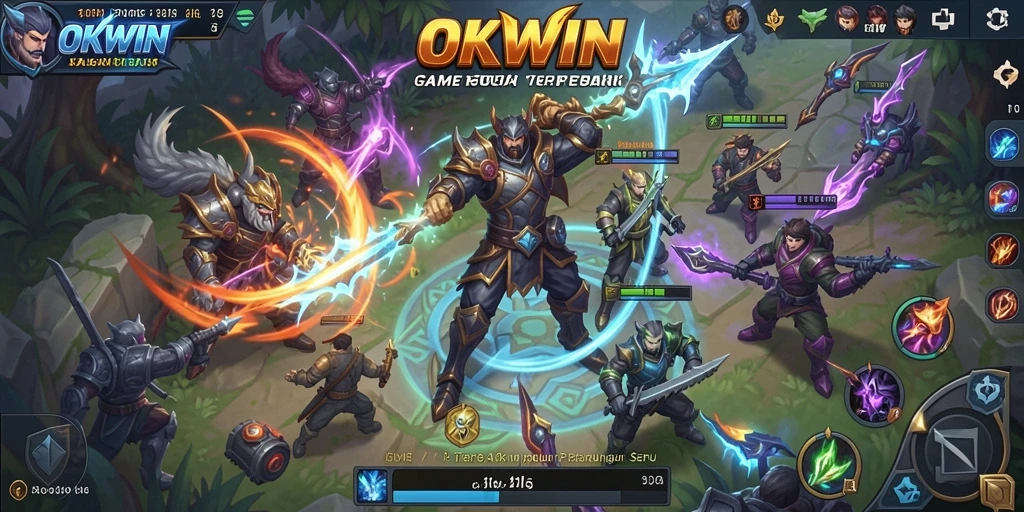 Screenshot menampilkan aksi seru dalam game MOBA OKWIN.