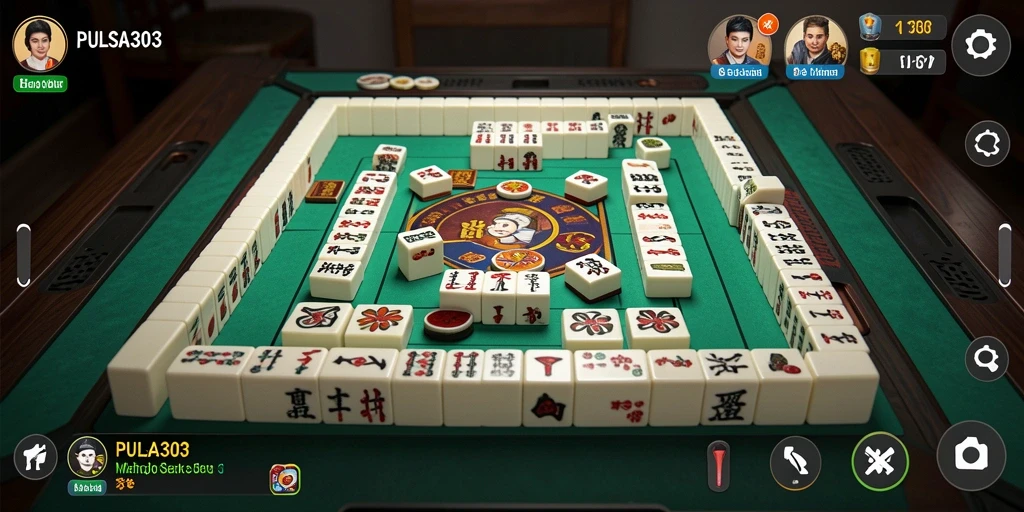 Gameplay seru Mahjong dengan ubin berwarna-warna menarik.