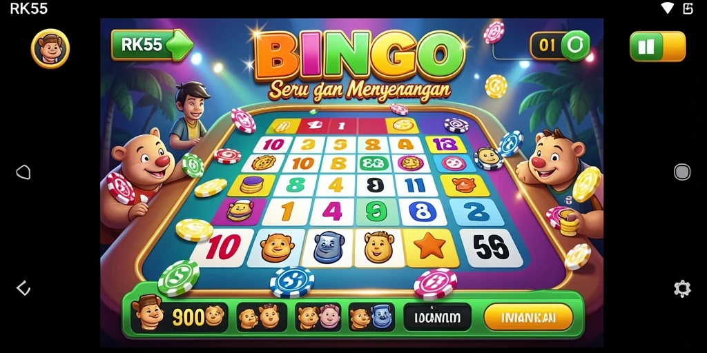 Tampilan gameplay RK55 yang menarik dan interaktif dalam permainan Bingo.
